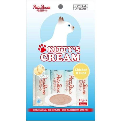 Petz Route [3 FOR $10] Petz Route Kittys Cream Chicken & Tuna Cat Treats 16g x 4 Cat Food & Treats