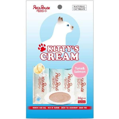 Petz Route [3 FOR $10] Petz Route Kittys Cream Tuna & Salmon Cat Treats 16g x 4 Cat Food & Treats