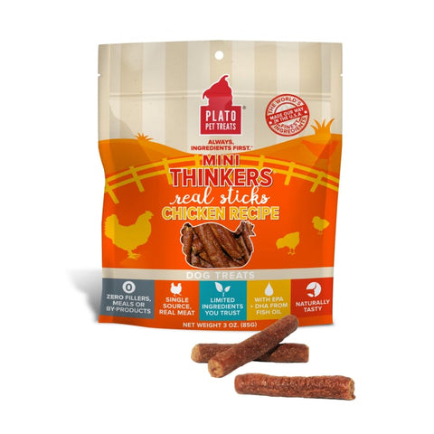 Plato [BUY 2 FREE 1] Plato Mini Thinkers Chicken Sticks Air Dried Dog Treats 85g Dog Food & Treats
