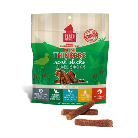 Plato [BUY 2 FREE 1] Plato Mini Thinkers Duck Sticks Air Dried Dog Treats 85g Dog Food & Treats