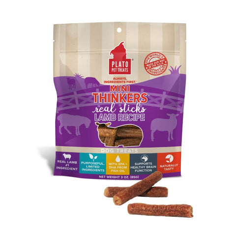 Plato [BUY 2 FREE 1] Plato Mini Thinkers Lamb Sticks Air Dried Dog Treats 85g Dog Food & Treats