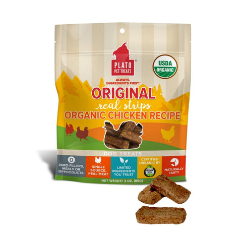 Plato [BUY 2 FREE 1] Plato Original Real Strips Chicken Air Dried Dog Treats 85g Dog Food & Treats