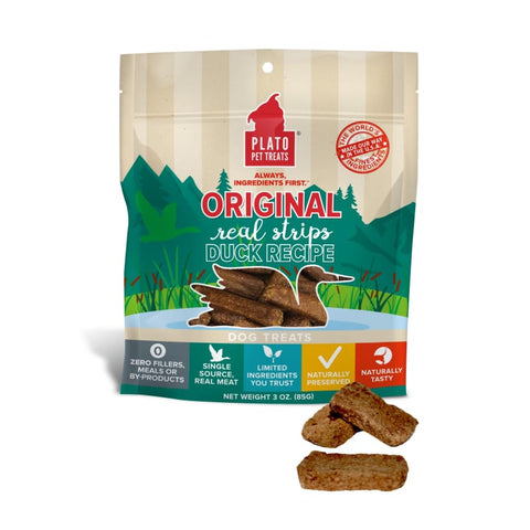 Plato [BUY 2 FREE 1] Plato Original Real Strips Duck Air Dried Dog Treats 85g Dog Food & Treats