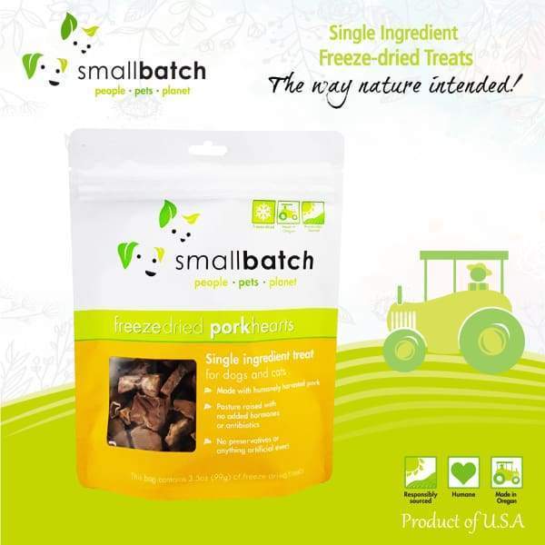 Smallbatch Smallbatch Pork Hearts Freeze Dried Dog & Cat Treats 3.5oz Dog Food & Treats