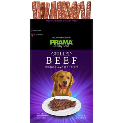 Prama Prama Delicacy Snack Grilled Beef Dog Treats 70g bag Dog Food & Treats