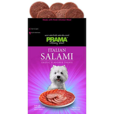 Prama Prama Delicacy Snack Italian Salami Dog Treats 70g bag Dog Food & Treats