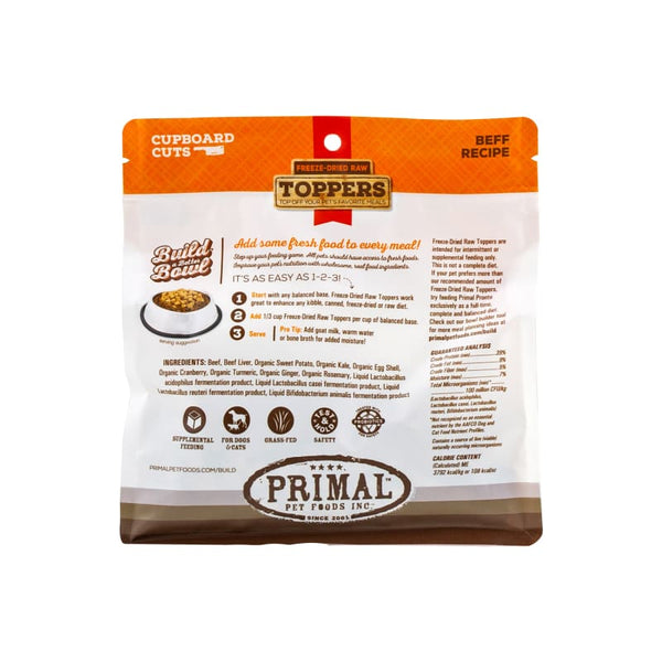 Primal Primal Cupboard Cuts Beef Recipe Freeze-Dried Raw Topper for Dogs & Cats (2 Sizes) Dog Food & Treats