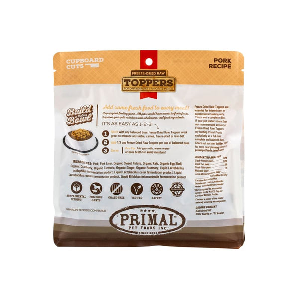 Primal Primal Cupboard Cuts Pork Recipe Freeze-Dried Raw Topper for Dogs & Cats (2 Sizes) Dog Food & Treats