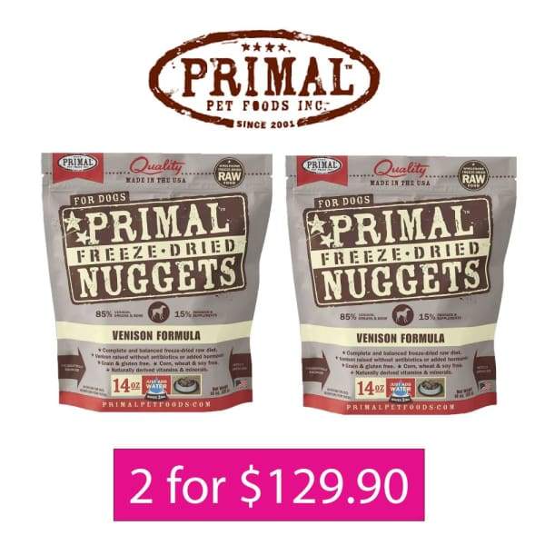 Primal [2 For $129.90] Primal Freeze-Dried Venison Grain-Free Dog Food 14oz Dog Food & Treats