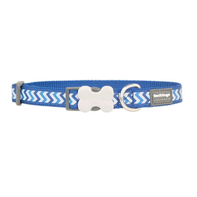 Red Dingo Red Dingo Bucklebone Reflective Ziggy Blue Dog Collar (4 Sizes) Dog Accessories