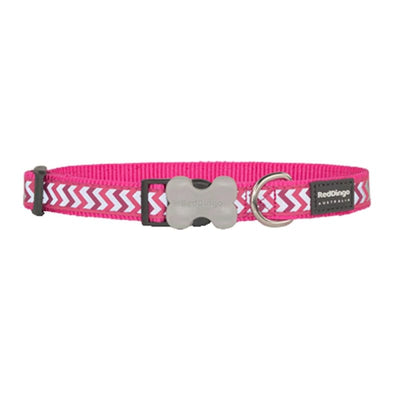 Red Dingo Red Dingo Bucklebone Reflective Ziggy Hot Pink Dog Collar (4 Sizes) Dog Accessories