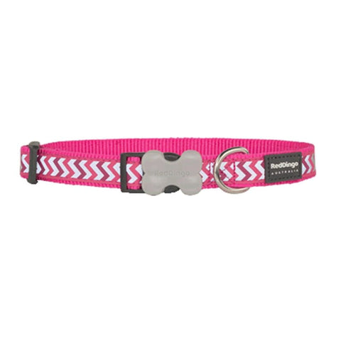 Red Dingo Red Dingo Bucklebone Reflective Ziggy Hot Pink Dog Collar (4 Sizes) Dog Accessories