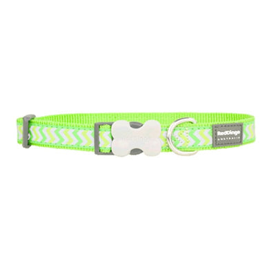 Red Dingo Red Dingo Bucklebone Reflective Ziggy Lime Green Dog Collar (4 Sizes) Dog Accessories