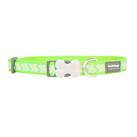 Red Dingo Red Dingo Bucklebone Reflective Ziggy Lime Green Dog Collar (4 Sizes) Dog Accessories
