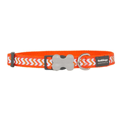 Red Dingo Red Dingo Bucklebone Reflective Ziggy Orange Dog Collar (4 Sizes) Dog Accessories