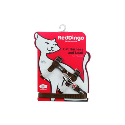 Red Dingo Red Dingo Classic Combo Brown Cat Harness & Lead Cat Accessories