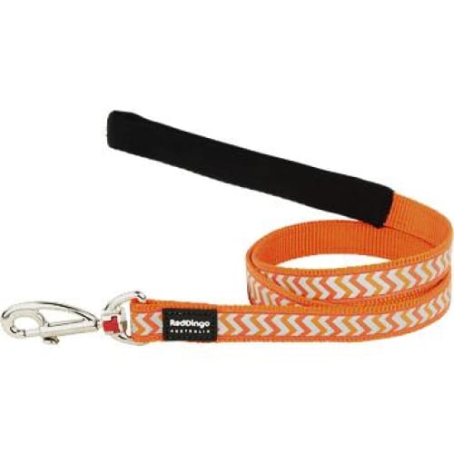 Red Dingo Red Dingo Fixed Reflective Ziggy Orange Dog Lead (4 Sizes) Dog Accessories