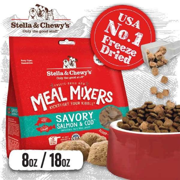 Stella & Chewys [18oz: FREE 1 X STELLA STEW WORTH $7.50] Stella & Chewys Savory Salmon & Cod Meal Mixers Freeze-Dried Dog Food Dog Food &