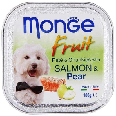 Monge Monge Fruit Salmon & Pear Pate with Chunkies Tray Dog Food 100g Dog Food & Treats