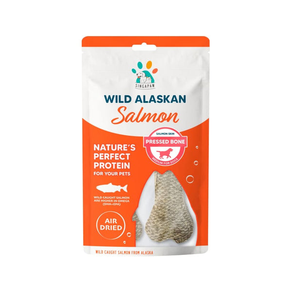 Singapaw Singapaw Wild Alaskan Salmon Skin Pressed Bone Air-Dried Dog Treats (3 Sizes) Dog Food & Treats