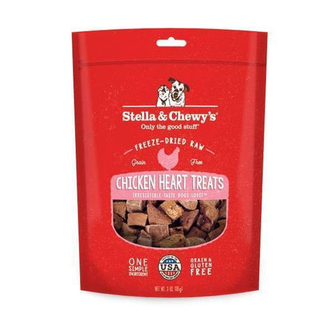 Stella & Chewys Stella & Chewys Single Ingredient Chicken Hearts Freeze-Dried Raw Dog Treats 3oz Dog Food & Treats