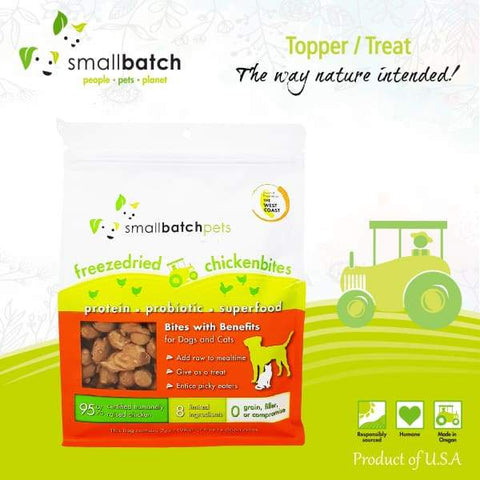 Smallbatch [MIX & MATCH UP TO 29% OFF] Smallbatch Chicken Bites Freeze Dried Dog & Cat Topper/Treats 7oz Dog Food & Treats