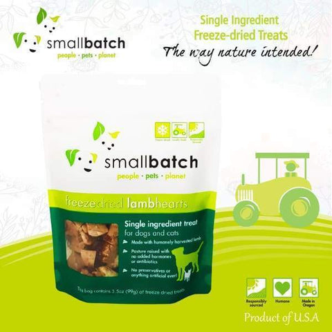 Smallbatch Smallbatch Lamb Hearts Freeze Dried Dog & Cat Treats 3.5oz Dog Food & Treats