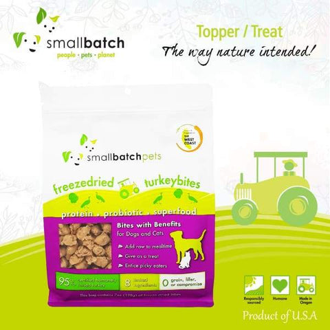 Smallbatch [MIX & MATCH UP TO 29% OFF] Smallbatch Turkey Bites Freeze Dried Dog & Cat Topper/Treats 7oz Dog Food & Treats