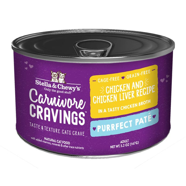 Stella & Chewy’s Stella & Chewy’s Carnivore Cravings Purrfect Pate Chicken & Chicken Liver in Broth Canned Cat Food 5.2oz Cat Food & Treats