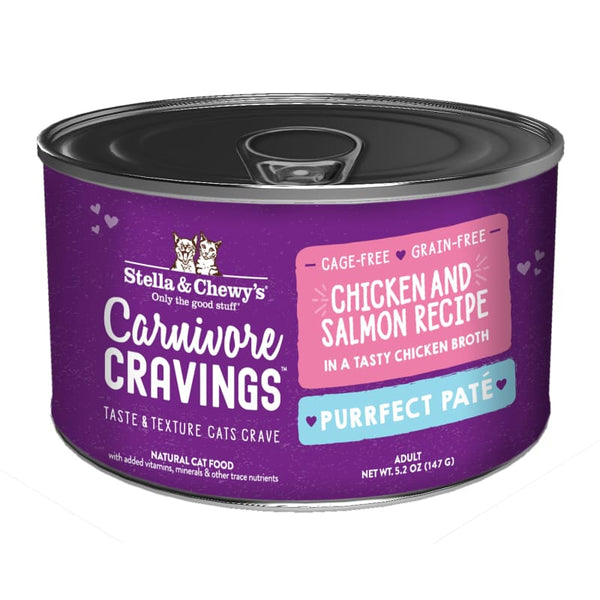 Stella & Chewy’s Stella & Chewy’s Carnivore Cravings Purrfect Pate Chicken & Salmon in Broth Canned Cat Food 5.2oz Cat Food & Treats
