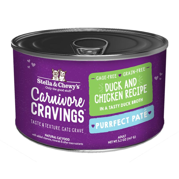 Stella & Chewy’s Stella & Chewy’s Carnivore Cravings Purrfect Pate Duck & Chicken in Broth Canned Cat Food 5.2oz Cat Food & Treats