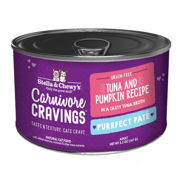 Stella & Chewy’s Stella & Chewy’s Carnivore Cravings Purrfect Pate Tuna & Pumpkin in Broth Canned Cat Food 5.2oz Cat Food & Treats