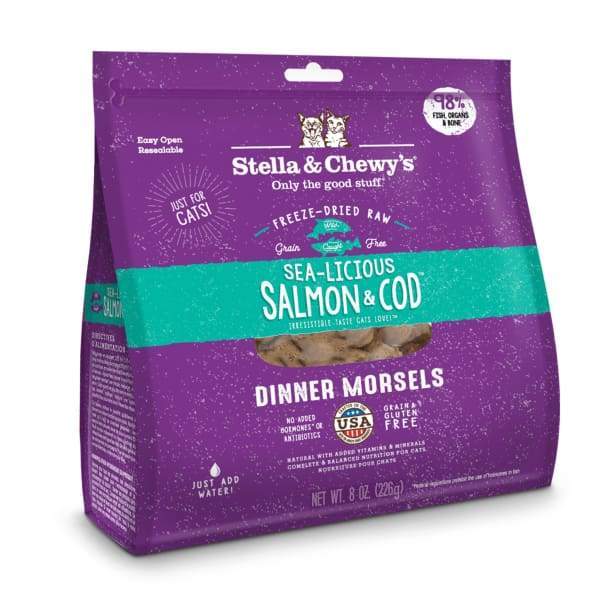 Stella & Chewys Stella & Chewys Sea-licious Salmon & Cod Dinner Morsels Raw Freeze-Dried Cat Food 8oz Cat Food & Treats