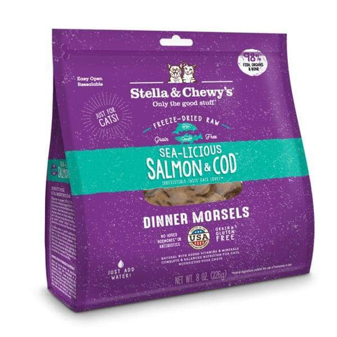 Stella & Chewys Stella & Chewys Sea-licious Salmon & Cod Dinner Morsels Raw Freeze-Dried Cat Food 8oz Cat Food & Treats