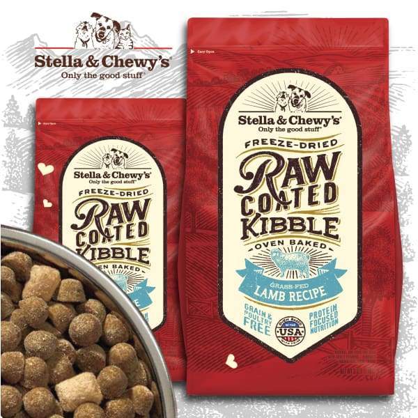 Stella & Chewy’s [25% OFF + FREE TREATS] Stella & Chewy’s Raw Coated Kibble Grass-fed Lamb Dry Dog Food Dog Food & Treats