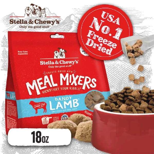 Stella & Chewys [18oz: FREE 1 X STELLA STEW WORTH $7.50] Stella & Chewys Dandy Lamb Meal Mixers Freeze-Dried Dog Food 18oz Dog Food & Treats