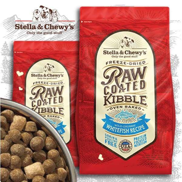 Stella & Chewys [15% OFF + FREE FOOD & TREATS*] Stella & Chewys Freeze-Dried Raw Coated Kibble Whitefish Dry Dog Food Dog Food & Treats