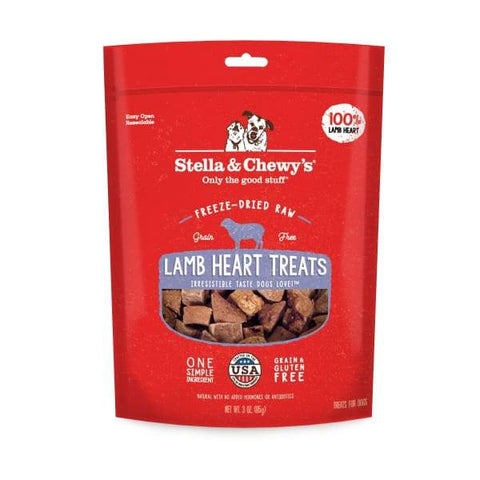 Stella & Chewys Stella & Chewys Single Ingredient Lamb Hearts Freeze-Dried Raw Dog Treats 3oz Dog Food & Treats