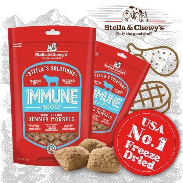 Stella & Chewys [FREE 1 x Whimzees Alligator] Stella & Chewys Stellas Solutions Immune Boost Dinner Morsels Freeze Dried Dog Food 13oz Dog