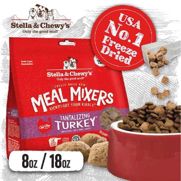 Stella & Chewys [18oz: FREE 1 X STELLA STEW WORTH $7.50] Stella & Chewys Tantalizing Turkey Meal Mixers Freeze-Dried Dog Food Dog Food &
