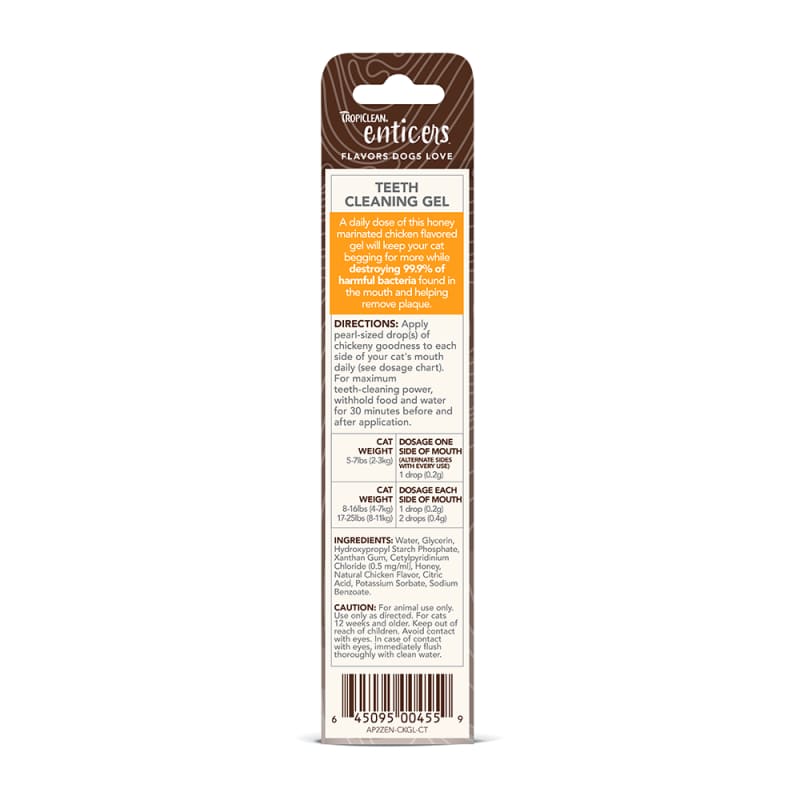 TropiClean [15% OFF] Tropiclean Enticers Honey Marinated Chicken Teeth Cleaning Gel for Cats 2oz Cat Healthcare