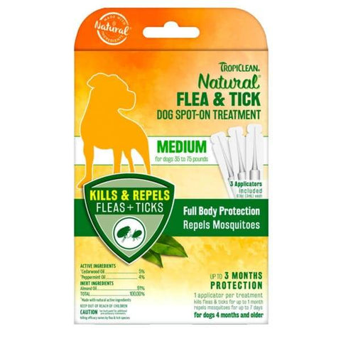 TropiClean [15% OFF] Tropiclean Natural Flea & Tick Spot On Treatment for Dogs Dog Healthcare