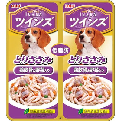 Inaba [BUY 2 GET 1 FREE] Inaba Twin Pouch Chicken Fillet with Cartilage & Vegetables in Jelly Wet Dog Food 80g Dog Food & Treats