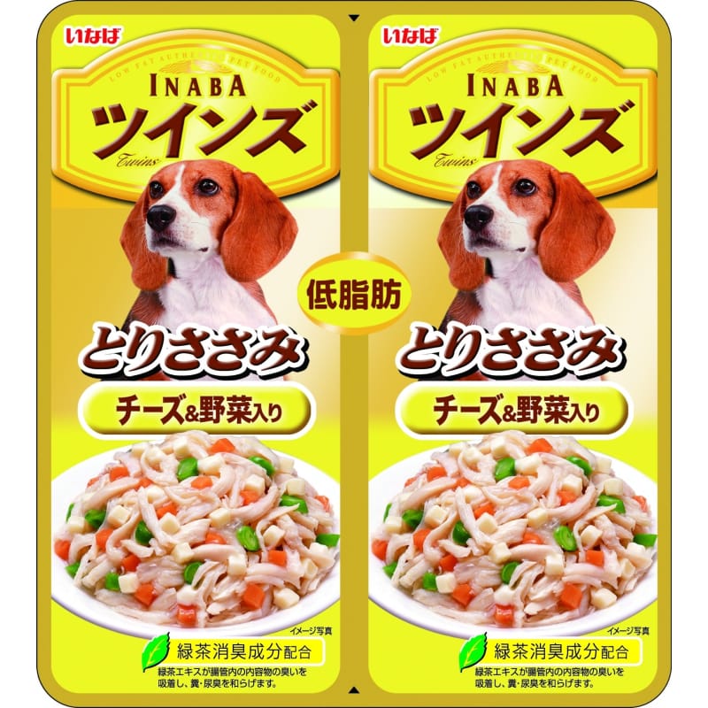Inaba [BUY 2 GET 1 FREE] Inaba Twin Pouch Chicken Fillet with Cheese & Vegetables in Jelly Wet Dog Food 80g Dog Food & Treats