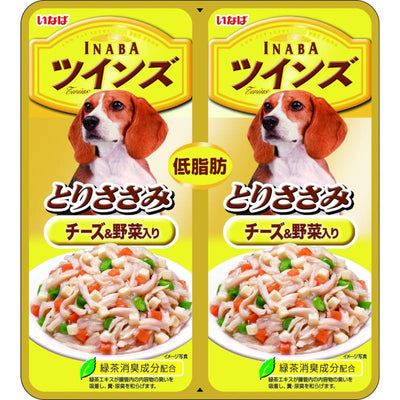Inaba [BUY 2 GET 1 FREE] Inaba Twin Pouch Chicken Fillet with Cheese & Vegetables in Jelly Wet Dog Food 80g Dog Food & Treats