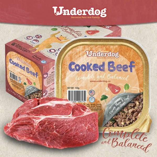 Underdog [10% OFF + $18 TREATS*] Underdog Cooked Beef Fresh Frozen Dog Food 1.2kg Dog Food & Treats