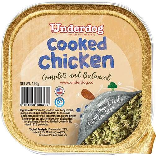 Underdog [FREE 600G FOOD*] Underdog Cooked Chicken Fresh Frozen Dog Food 1.2kg General