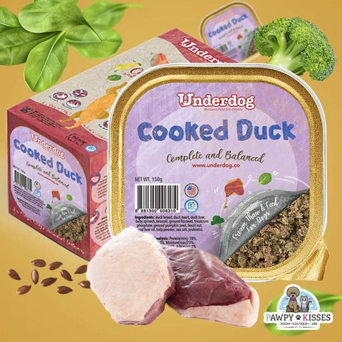 Underdog [I FEED FRESH! UP TO $7.50 OFF] Underdog Cooked Duck Fresh Frozen Dog Food 1.2kg Dog Food & Treats