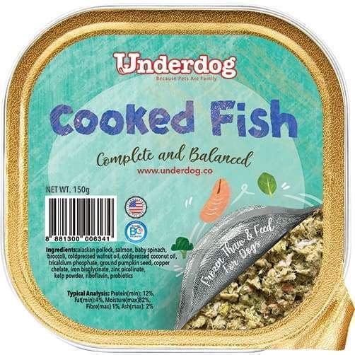 Underdog [FREE 600G FOOD*] Underdog Cooked Fish (Alaskan Pollock & Salmon) Fresh Frozen Dog Food 1.2kg Dog Food & Treats