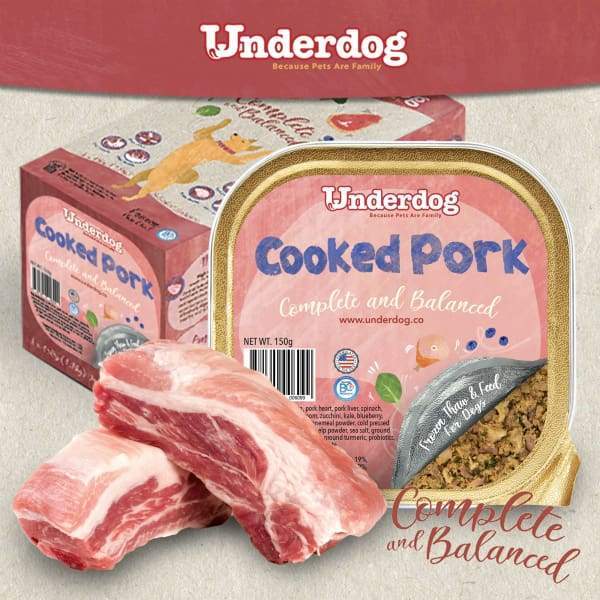 Underdog [10% OFF + $18 TREATS*] Underdog Cooked Pork Fresh Frozen Dog Food 1.2kg Dog Food & Treats